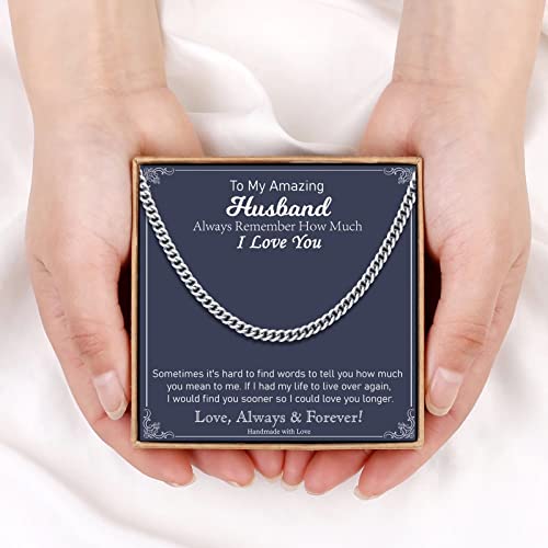 Storup Cuban Necklace Gifts From Wife, Husband Birthday Gift Ideas Chain Necklace Jewelry Gifts Anniversary Fathers Day Christmas Birthday Valentines Day Gifts For Husband Him Men From Wife #TOP5