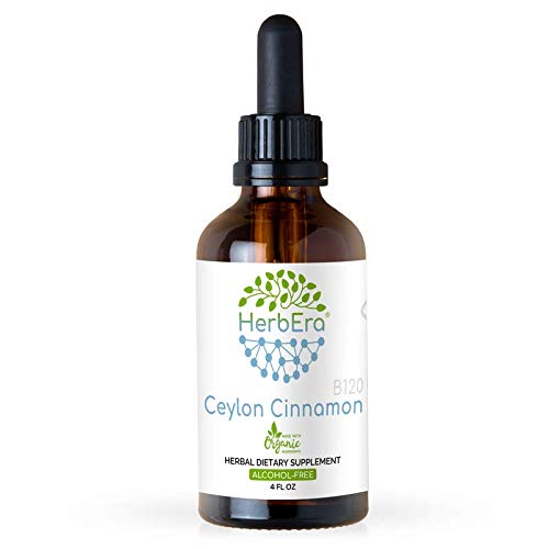 Ceylon Cinnamon B120 Alcohol-Free Herbal Extract Tincture, Super-Concentrated Organic Cinnamon (Cinnamomum Verum) (4 fl oz)