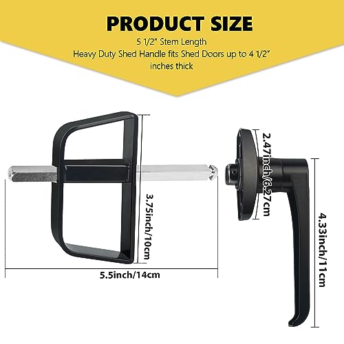 Hurrikom shed Door Latch shed Door Handle with 5-1/2" Stem,shed Door Lock Matching Set Includes 5 Keys forPlayhouses, shed Latch Chicken Coops,Camper, RV, Garage Door(Black) by Hurrikom - Image 2