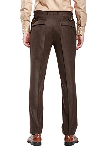 HBDesign Mens Outdoor Ball Slim Fit Flat Straight Brown Iron Free Pants2