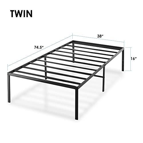 Image of Best Price Mattress 16 Inch Metal Platform Bed Frame, Heavy Duty Steel Slats, Black, Twin