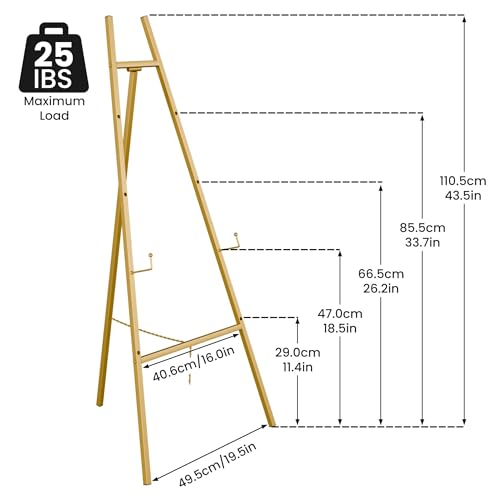 Image of Gold Easel Stand for Sign, Heavy Duty Easel, 4-Tier Adjustable Art Easel for Painting, Wedding Sign 2pc