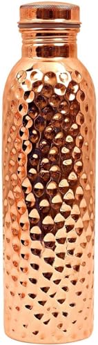 SHYAMVUN Bottiglia di acqua in rame puro, set di articoli per bevande, capacità 1000 ml (martellato)