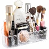 Clear Cosmetic Storage Organizer - Easily Organize Your Cosmetics, Jewelry and Hair Accessories. Looks Elegant Sitting on Your Vanity, Bathroom Counter or Dresser. Clear Design for Easy Visibility.