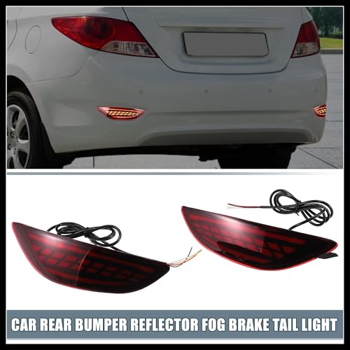 Hihaha Rear Bumper Reflector LED Fog Brake Tail Turn Signal Light 924061R200 Red Yellow for Hyundai Accent 2012-2017 Red Smoked Lens (Set of 2) Durable Material by Hihaha - Used condition - Image 2