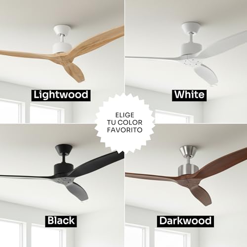Miniatura 7 de Mellerware - Ventilador De Techo Con Mando A Distancia Brizy! 45 W 6 Velocidades Ultra Silencioso Función Verano-Invierno Temporizador 3 Aspas 132 De Diámetro Motor Dc Light Wood