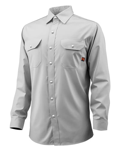 VEVOR Veste de soudage, Taille XL, Manteau de Protection pour Soudeur en Coton Ignifuge 198 g, résistante à la Chaleur, Lavable en Machine, avec Boutons-Pression en métal et Poignets réglables, Gris