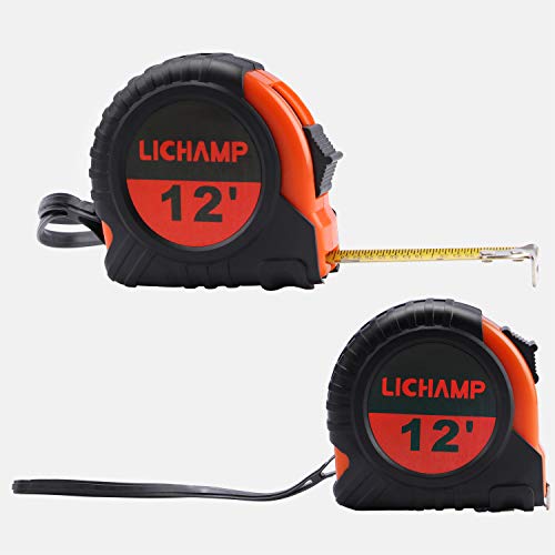 Lichamp Tape Measure 12 Ft, 8 Pack Bulk Easy Read Measuring Tape Retractable With Fractions 1/8, Measurement Tape 12-Foot By 1/2-Inch #TOP5