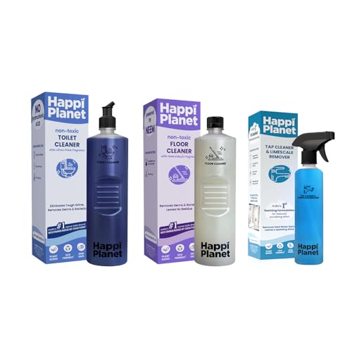 Image of Happi Planet | Herbal Floor Cleaner, Organic Toilet Cleaner, Tap Cleaner & Limescale Remover | Pack of 3