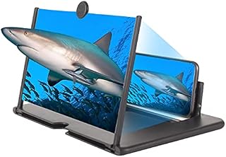 Arnech 12" Phone Screen Magnifier, Adjustable Bracket 3D HD Mobile Phone Magnifier Projector for Videos, Movies and Gaming, Foldable Phone Stand with Screen Amplifier Supports All Smartphones