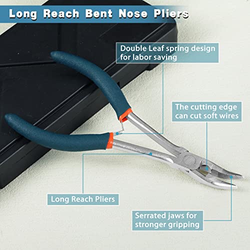 LEONTOOL Long Reach Bent Nose Pliers - 6 Inch Jewelry Making Pliers With Cutter & Split Ring Feature for Crafting & Repair Supplies - Image 2