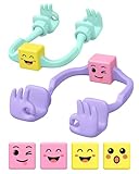 Geschenke für Mädchen Frauen Kinder Handyständer: Weihnachten Wichtelgeschenk Nikolaus Männer Junge Handyhalterung mit OK-Handgeste & Stimmungswürfel Handy Ständer Kleine Gadgets Lila、Grün&Gelb、Rosa