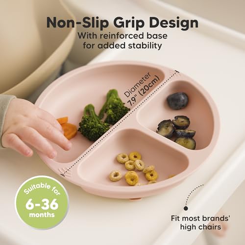 KeaBabies Suction Plates with Lids (3-pack, Divided, Silicone) — view 7