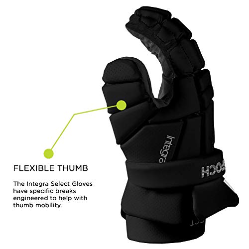 Epoch Integra Select Lacrosse Gloves With Dual-Density Foam And Adjustable Wrist, 10", Small, Black #TOP6