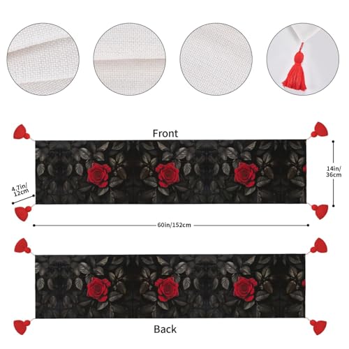 Chemin de table feuilles noires idéal pour habiller une table basse