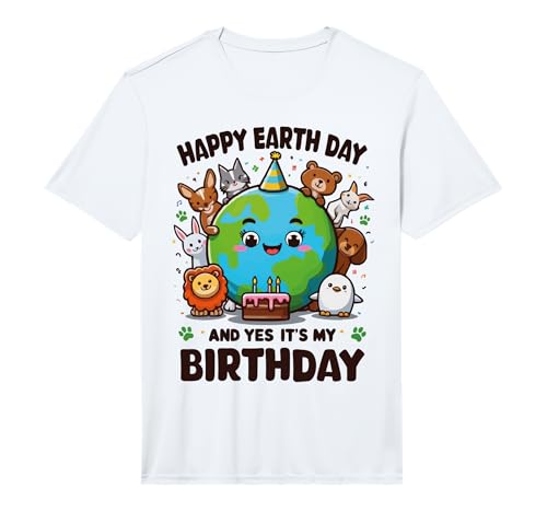 Happy Earth Day It's My Birthday Born On Earth Day 2025 Kids Performance T-Shirt