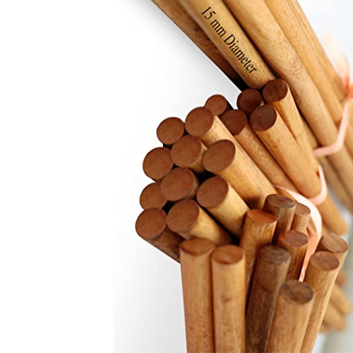 Image of BLOOMAX 14 mm (±0.50 mm Tolerance) x 18‑Inch Hardwood Wooden Dowels | Pack of 10 | Polished Solid Rods for Macrame, Wall Hanging, Art & Craft, DIY Projects | Made in India