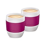  Tchibo Cafissimo Becher oder Tassen aus Porzellan mit Silikonmanschette, 2er Set (Espressotassen, Berry)