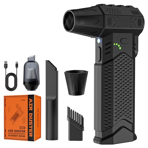 Image of Cosyall Compressed Air Duster, 2 in 1 130000RPM Electric Air Duster with LED Lighting, Stepless Speed Control Speed PC Cleaner Air Blower for Computer, Keyboard, Sofas, Car, Office Equipment, Outdoor