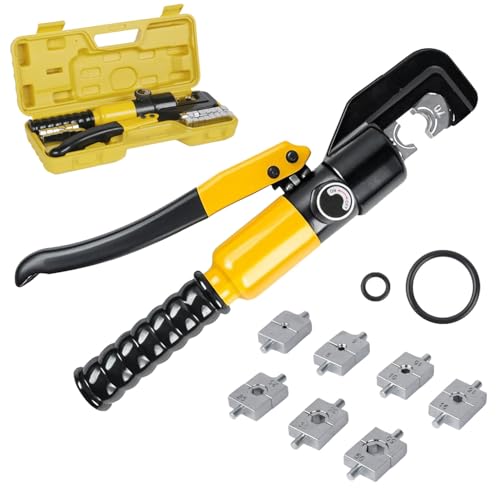 Crimpadora hidráulica, 8 toneladas, juego de terminales de cable con 8 Dies 4-70 mm², alicates de terminales de cable, alicates hidráulicos para cables de cobre y aluminio, terminales de cable