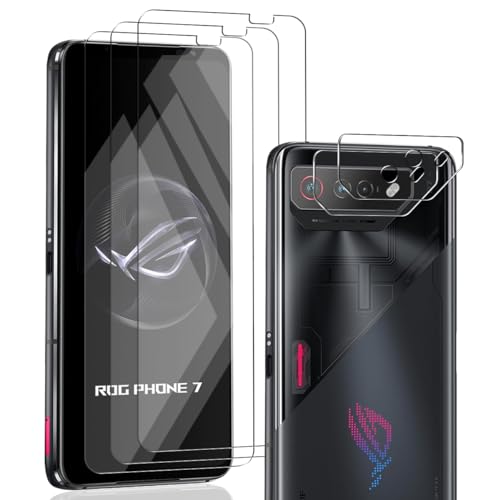Zerrshoo Schutzfolie für Asus ROG Phone 7, Asus ROG Phone 7 Panzer Schutz Glas 3 Stück & Asus ROG Phone 7 Kameraschutz Schutzfolie 2 Stück, Kratzfest Panzerfolie für Asus ROG Phone 7 Schutzfolie