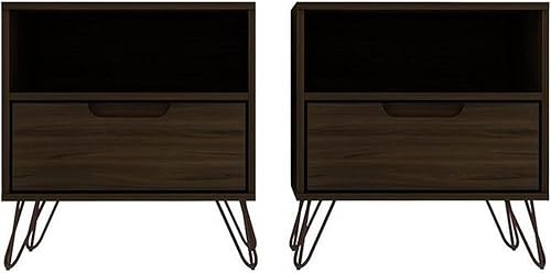 Miniatura 27 de Manhattan Comfort Rockefeller - Mesita de noche con cajones, mesa de noche moderna de mediados de siglo, organizador de almacenamiento y exhibición,