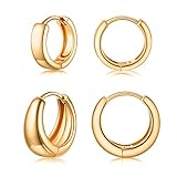 2 Pairs 14k Gold Filled Huggie Hoop Earrings Set Small Gold Hoop Earrings Hypoallergenic Dainty Tiny