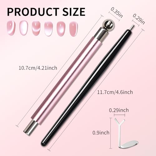 uadbau 4-Piece Cat Eye Magnet Set &ndash; Black Bead-Attracting Nail Magnet Pen & Heart-Shaped Magnet for Nails, Nail Magnets for Nail Art, Cat Eye Magnet for Nail Art, Perfect for Home DIY, Nail Art Design
