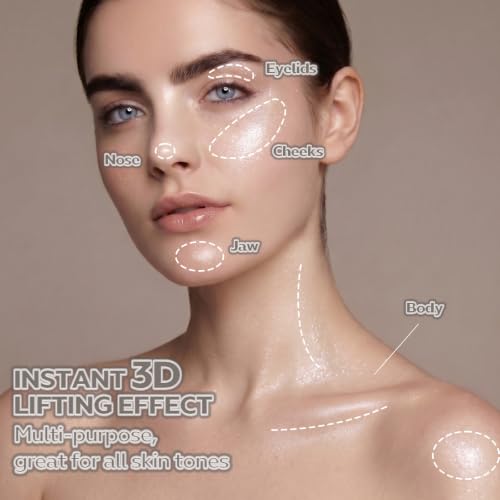 FOCALLURE Galaxy Glow Highlighter Makeup, High Impact Shimmer Dewy Finish, Silky Soft Cream Texture, Long-Lasting Luminizer for Face Eyes Body, WT01 — view 5