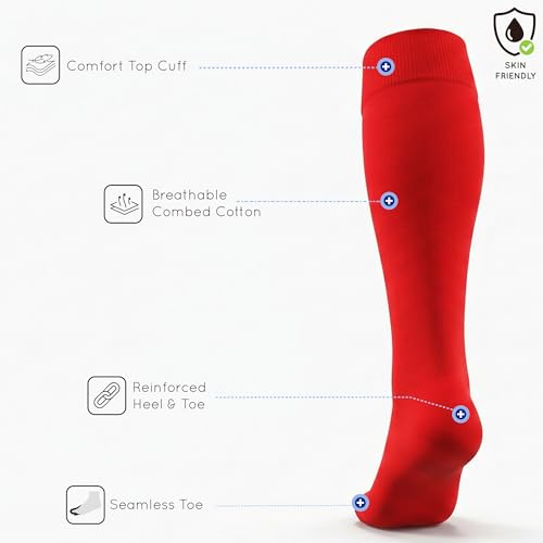 Image of Mysocks Knee High Socks for Women Men Combed Cotton Seamless Toe Tall Long High Socks