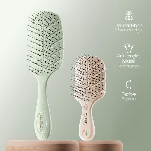 Miniatura 2 de Beter - Pack Cepillos de Pelo Natural Fiber - Cepillo Antitirones + Mini Cepillo, ideal para viaje - Sostenibles y recicables, 2 items
