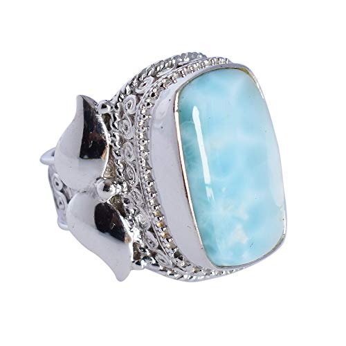 Bague larimar bleu ciel argent sterling 925 ajustable fait main