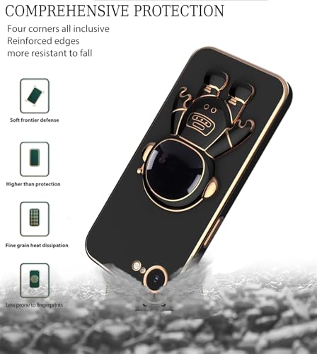 Coque iPhone 16 antichoc silicone TPU souple noir avec support Rosa