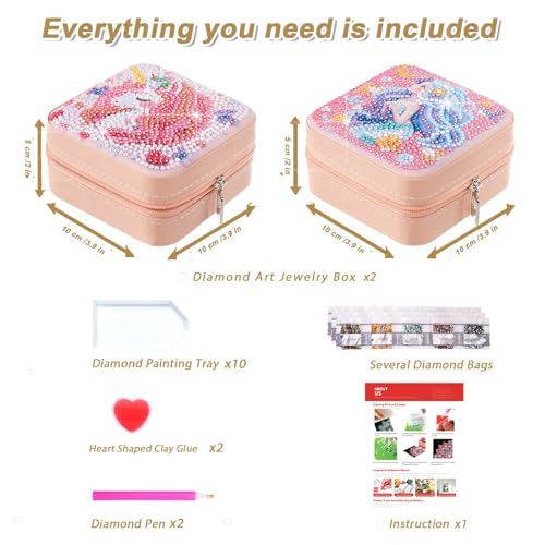 CharySim Diamond Art Jewelry Box Kit, DIY Diamond Painting Jewelry Box for Women, Craft Kit for Adults, Cute Jewelry Organizer, Birthday Gift (Pink Pro) by CharySim - Image 6