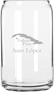 Juan Lopez Cuban Cigar Themed Etched 16oz Can Glass