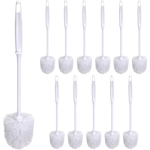 Image of Roshtia 12 Pcs Toilet Brush Cleaner Toilet Bowl Brushes Bulk Commercial White Bathroom Scrubber with Plastic Handles Restroom Cleaning Scrub for Bathroom Industrial Cleaning Supplies 13.7 Inch