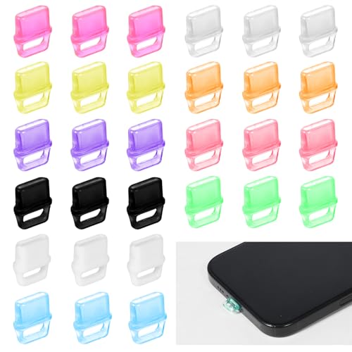 JIYIN 30 Pcs USB C Dust Plug, Colorful USB C Dust Plug Charm Charging Port Anti-Dust Cover Plastic...
