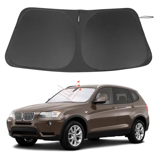 Windshield Sun Shade Custom Fit for 2011 2012 2013 2014 2015 2016 2017 BMW X3 Accessories Foldable Sunshade Sun Blocker Protect Car from Sun Rays & Heat Damage Keep Car Cooler