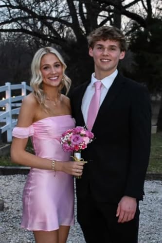 Homecoming Dresses 2025 for Teens Off Shoulder Satin Bodycon Short Prom Cocktail Party Dress L010243