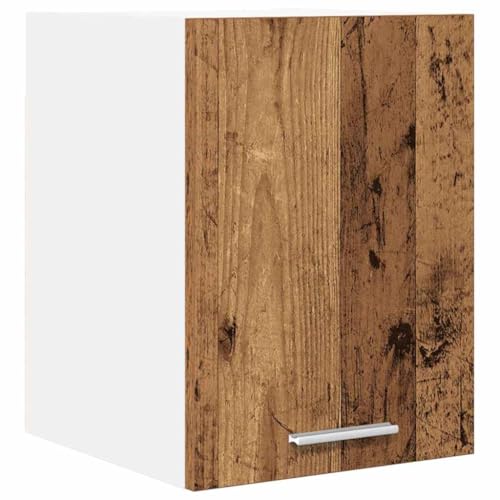 Yisssmeng Armoire suspendue pour cuisine, étagère murale avec porte, armoire de cuisine moderne en bois vieilli et blanc, meuble de cuisine compact, 30 x 31...