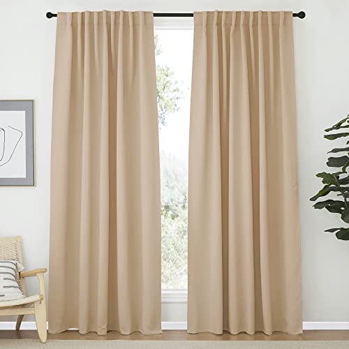 NICETOWN Window Treatment Elegant Curtains - (Biscotti Beige Color) 70 X 84, 1 Pair, Room Darkening Curtains and Drapes for Bedroom Biscotti Beige 70"