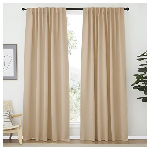 NICETOWN Window Treatment Elegant Curtains - (Biscotti Beige Color) 70 X 84, 1 Pair, Room Darkening Curtains and Drapes for Bedroom