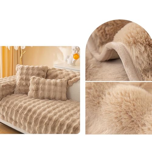 Housse de canapé effet double chaleur en peluche de lapin lavable