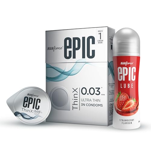 Image of Manforce Epic ThinX Condoms 3 Units with Epic Strawberry Lube| 0.03mm Ultra Thin Condoms| Water-based Lube