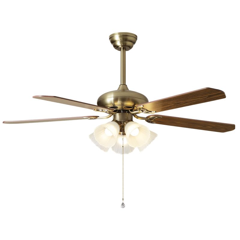 LLXTJJY American style Ceiling Fans with Lights integrated simple ceiling fan lamp glass Lights retro Modern Reversible Ceiling Fans Propeller
