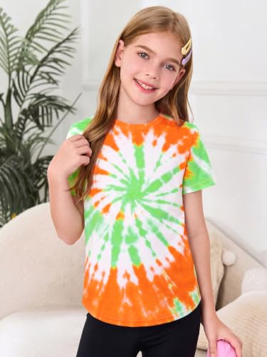 Image of Haloumoning Girls Short Sleeve T Shirts 5-14 Years | Kids Summer, T shirt Girls,Crewneck Tops, Curved Hem Tees,Back to School Summer Tops,Fashion Clothes