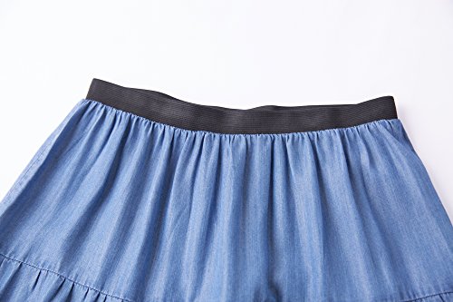 Tronjori Womens A Line Long Lightweight Tencel Denim Tiered Skirt with Multi Layers3