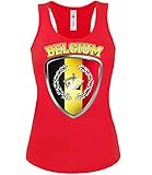Belgien Damen Shirt Tank Top Belgien Belgium Belgique Fussball Fußball Trikot Look Jersey Fanshirt Damen Frauen Mädchen Tank Top T-Shirt Tanktop Fan Fanartikel Outfit Bekleidung Oberteil Artikel