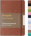 Ottergami The Pro Bullet Dotted Journal, (Brown), Hardcover Dotted Notebook A5 with 150gsm Thick Paper, Dot Grid Journaling Work Notebook with 192 pages, Luxury Vegan Leather Journal for Men & Women