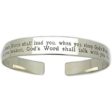 NadinArtDesign Message Engraved Silver Bracelet 2 Rows Engraved Custom Quote Bracelet - Best Gift - Inspirational Quote Cuff- Gift for Wife Graduation Gift Personalized Silver Cuff Birthday Gift